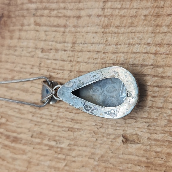 Large Vintage Moonstone Sterling Silver Cabochon Pendant Necklace - Picture 7 of 10